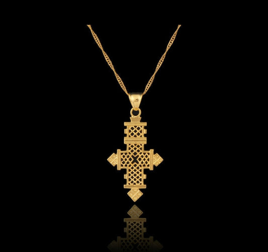 Habesha Cross Pendant For Men Women  Gold Color
