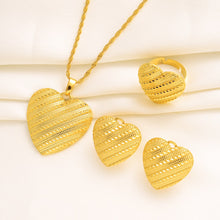 Load image into Gallery viewer, heart shape fashion Jewelry set chain earring 24k Gold Color
