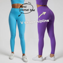 Load image into Gallery viewer, Nylon High Waist Yoga Pants 4 Way Stretch Spandex V Shape Back Gym Fitness Leggings
