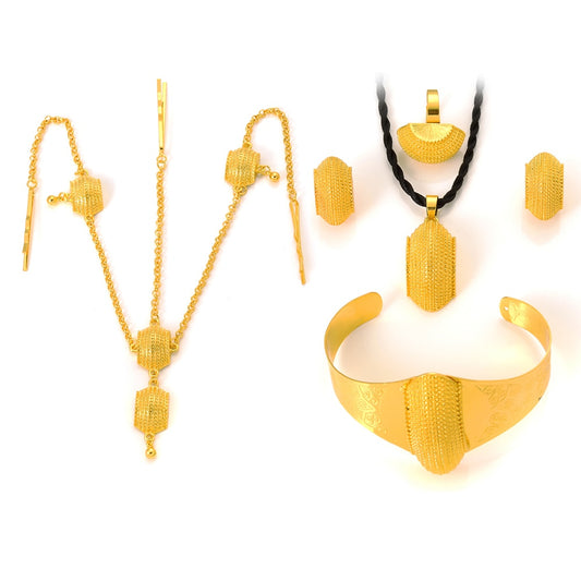 Big Size Earrings/Pendant/Ring Jewelry Sets Gold Plate  Wedding Eritrea