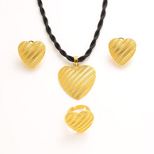 Load image into Gallery viewer, heart shape fashion Jewelry set chain earring 24k Gold Color
