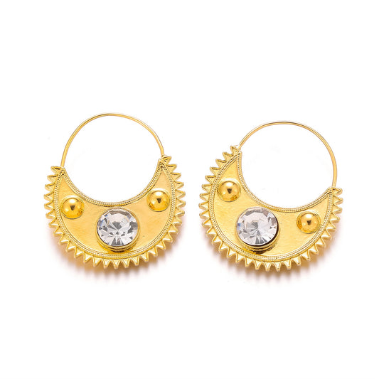 Zircon  Clip Earrings for Women Girls Habesha Eritrean Jewelry Designs Copper Material MY746