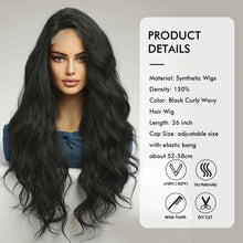 Load image into Gallery viewer, Front  Lace Synthetic Wigs Black Curly Wavy Hair Wig for Ladies and Women
