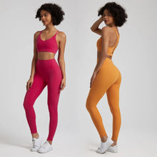 Load image into Gallery viewer, Nylon High Waist Yoga Pants 4 Way Stretch Spandex V Shape Back Gym Fitness Leggings
