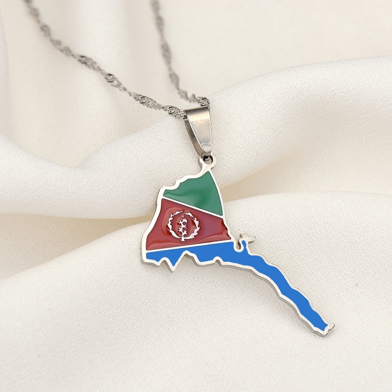 Eritrea Map Flag Pendant Thin