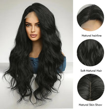 Load image into Gallery viewer, Front  Lace Synthetic Wigs Black Curly Wavy Hair Wig for Ladies and Women
