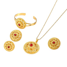 Load image into Gallery viewer, Ethiopian Eritrean Gold Color Jewelry with Stone African Ethnic Gifts Habesha Wedding Jewelry Set
