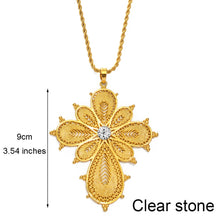 Load image into Gallery viewer, Habesha Big Cross Pendant Necklaces for Women Gold Color
