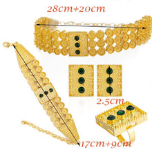 Load image into Gallery viewer, Habesha Gold Color Jewelry sets Colored Stone Chokers Necklace/Earrings/Ring/Bracelet
