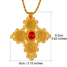 Load image into Gallery viewer, Habesha Big Cross Pendants Necklaces Women Men Gold Color Jewelry
