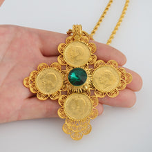 Load image into Gallery viewer, Habesha Big Cross Pendants Necklaces Women Men Gold Color Jewelry
