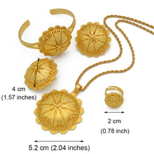 Load image into Gallery viewer, Habesha Jewelry sets Pendant Necklaces Earrings Ring Bangles for Womens Gold Color
