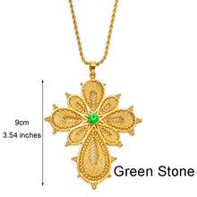 Load image into Gallery viewer, Habesha Big Cross Pendant Necklaces for Women Gold Color
