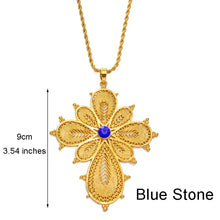 Load image into Gallery viewer, Habesha Big Cross Pendant Necklaces for Women Gold Color
