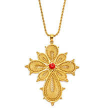 Load image into Gallery viewer, Habesha Big Cross Pendant Necklaces for Women Gold Color
