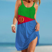 Load image into Gallery viewer, Eritrea Flag Dress Women&#39;s Fashion Sleeveless Bohemian Beach Dresses
