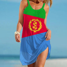 Load image into Gallery viewer, Eritrea Flag Dress Women&#39;s Fashion Sleeveless Bohemian Beach Dresses
