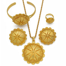 Load image into Gallery viewer, Habesha Jewelry sets Pendant Necklaces Earrings Ring Bangles for Womens Gold Color
