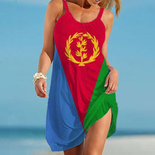 Load image into Gallery viewer, Eritrea Flag Dress Women&#39;s Fashion Sleeveless Bohemian Beach Dresses
