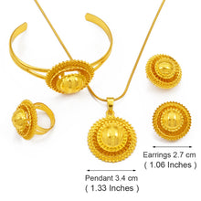 Load image into Gallery viewer, Habesha Jewelry sets Pendant Necklaces Earrings Ring Bangles for Womens Gold Color
