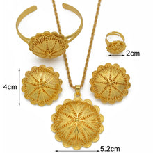 Load image into Gallery viewer, Habesha Jewelry sets Pendant Necklaces Earrings Ring Bangles for Womens Gold Color
