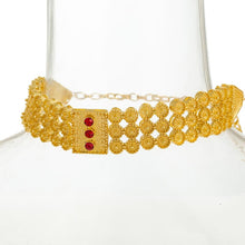 Load image into Gallery viewer, Habesha Gold Color Jewelry sets Colored Stone Chokers Necklace/Earrings/Ring/Bracelet
