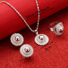 Load image into Gallery viewer, New Habesha Silver Color Sets Pendant Necklaces Earrings Ring
