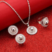 Load image into Gallery viewer, New Habesha Silver Color Sets Pendant Necklaces Earrings Ring
