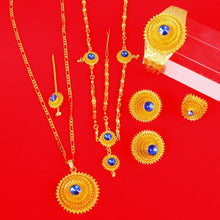 Load image into Gallery viewer, Habesha Gold Hair Piece Pendant Chain Earings Ring Hair Pin Bracelet
