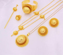 Load image into Gallery viewer, Habesha 24K gold Necklace earrings bracelet ring Hairpin
