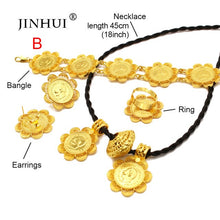 Load image into Gallery viewer, habesha gold jewelry sets 24k Big Coin Pendant Necklace Earring
