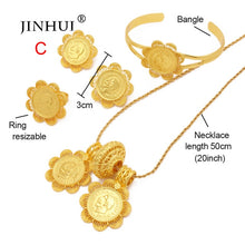 Load image into Gallery viewer, habesha gold jewelry sets 24k Big Coin Pendant Necklace Earring
