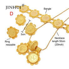 Load image into Gallery viewer, habesha gold jewelry sets 24k Big Coin Pendant Necklace Earring
