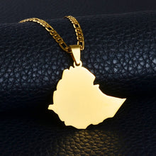 Load image into Gallery viewer, Ethiopia Map Pendant Necklaces for Women Men Gold Color
