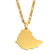 Load image into Gallery viewer, Ethiopia Map Pendant Necklaces for Women Men Gold Color
