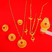 Load image into Gallery viewer, Habesha Gold Hair Piece Pendant Chain Earings Ring Hair Pin Bracelet
