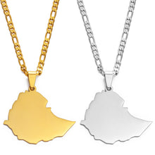 Load image into Gallery viewer, Ethiopia Map Pendant Necklaces for Women Men Gold Color
