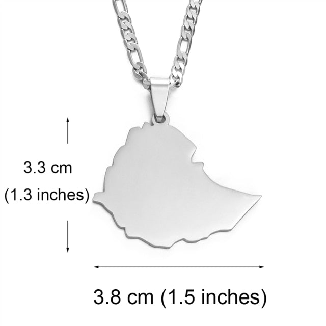 Ethiopia Map Pendant Necklaces for Women Men Gold Color