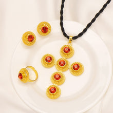 Load image into Gallery viewer, HabeshaTraditiona cross Jewelry set Necklace and Earrings
