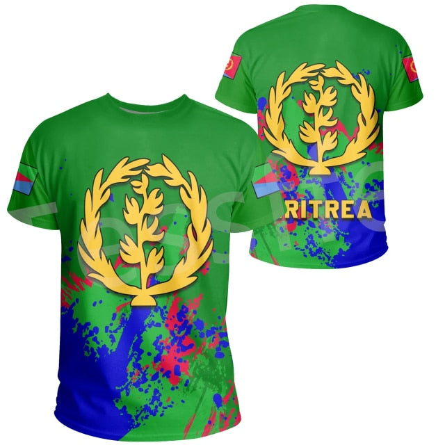 Eritrea Lion Colorful Retro 3DPrint Men/Women Summer Casual Short Sleeves T-Shirts Streetwear