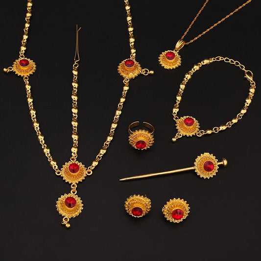 Habeshs Gold Color Jewelry Fashion Women Wedding Jewelry Set