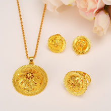 Load image into Gallery viewer, Habesha Gold  Jewelry set  Pendant Necklaces Earring Ring
