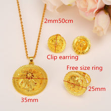 Load image into Gallery viewer, Habesha Gold  Jewelry set  Pendant Necklaces Earring Ring
