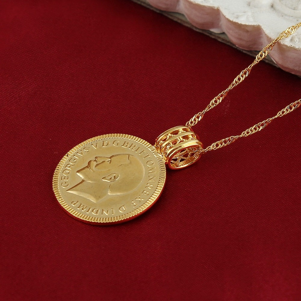 Habesha Coin Cross Pendant Necklace Jewelry 22k Gold Color